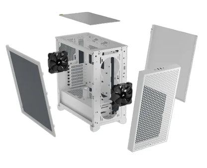 3000D AIRFLOW White Mid-Tower PC Case; 2x 3.5'' | 2x 2.5'' Drive Bays; Up to 360mm Radiator compatible; 2x 120mm fan incl