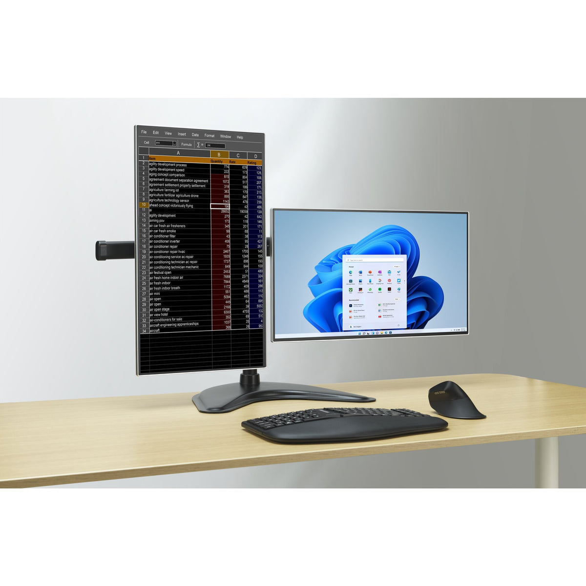 Kensington - Desk/Table Smartfit FreeStanding Dual Monitor Stand - Black