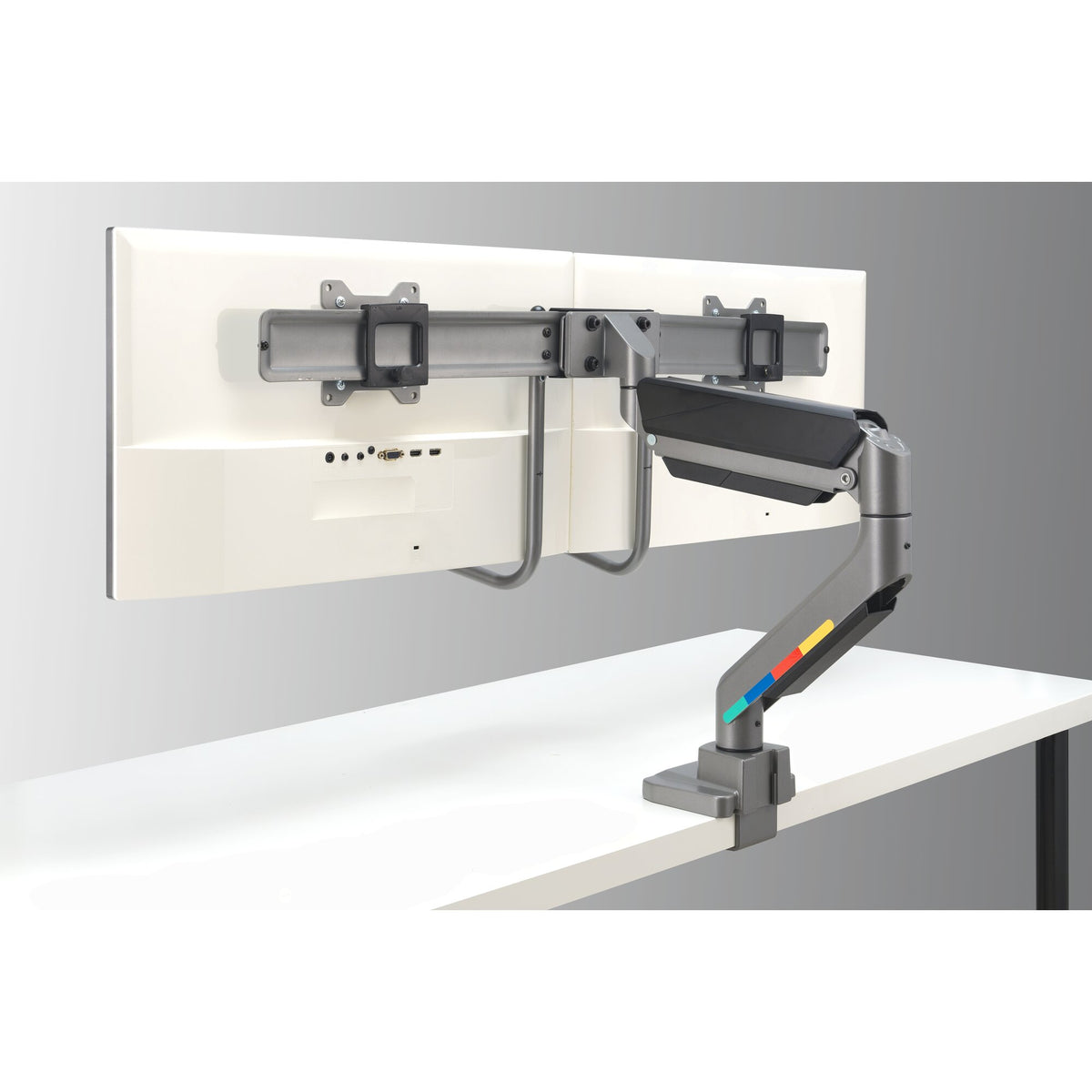Kensington - Desk/Table SmartFit with CrossBar and Handle Dual Monitor Arm - Black
