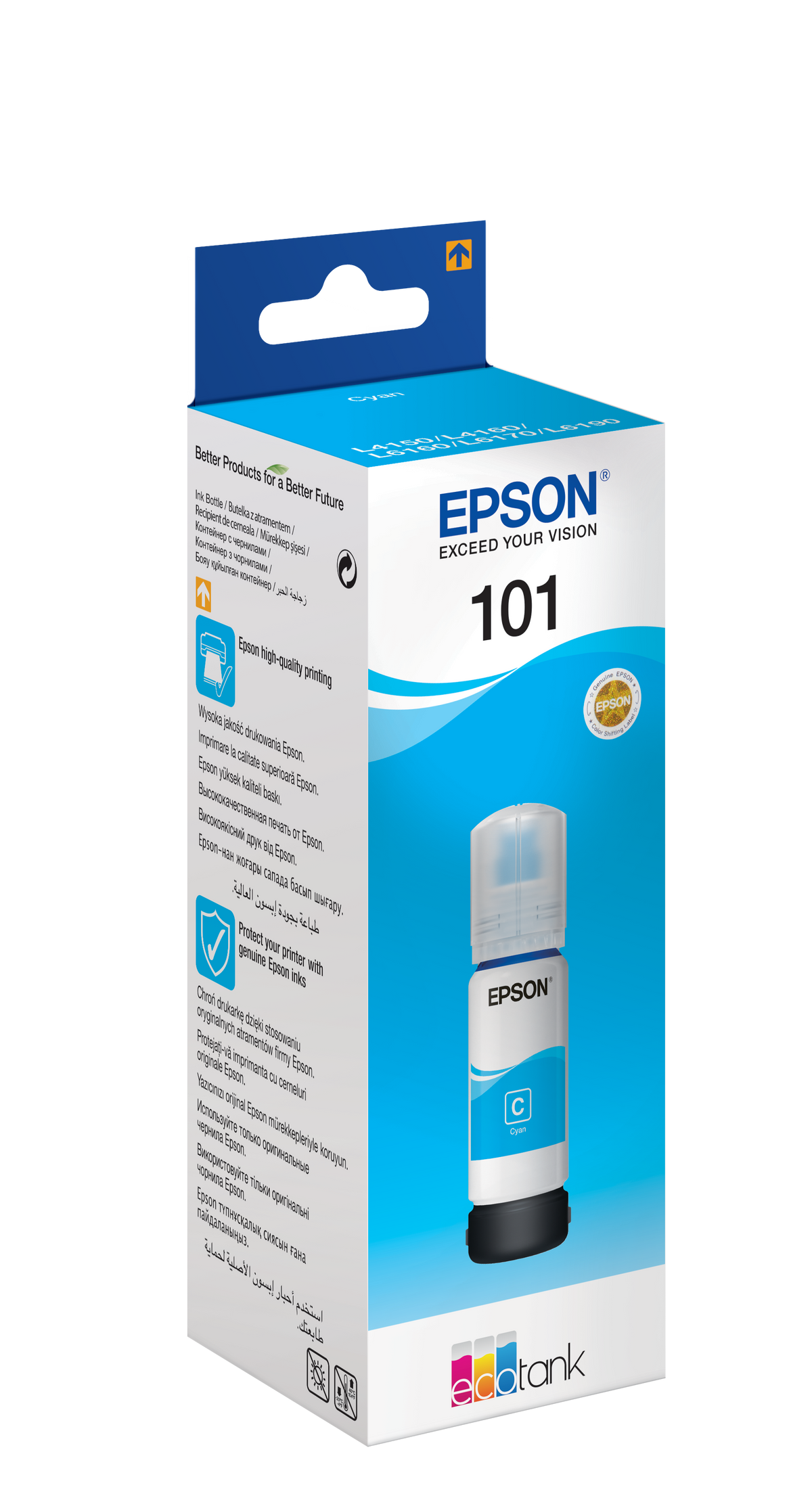 Epson 101 Ink Bottles Cyan 70ml Ecotank L4150 / L4156 / L4160 / L4260 / L6160 / L6170 / L6176 / L6190 / L6270 / L6290 / L6370 / L14150 6000 pages