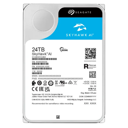 Seagate Skyhawk AI ST24000VE002 24TB 3.5'' HDD Surveillance Drives; SATA 6GB/s Interface; 256MB Cache; RPM: 7200; 512e; 5 Year l