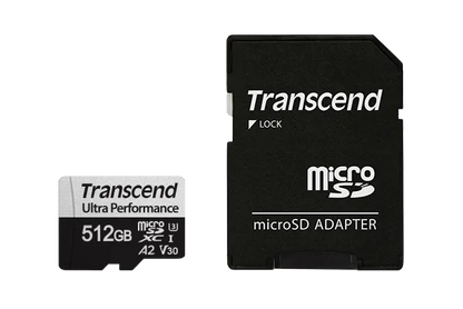 TRANSCEND 340S 512GB ULTRA PERFROMANCE MICRO SD UHS-I U3 V30 A2 CLASS10 - READ 160 MB/S - WRITE 125MB/S - WITH SD ADPTOR