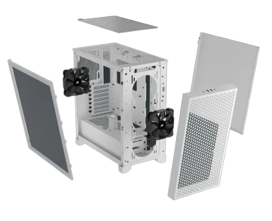 3000D AIRFLOW White Mid-Tower PC Case; 2x 3.5'' | 2x 2.5'' Drive Bays; Up to 360mm Radiator compatible; 2x 120mm fan incl