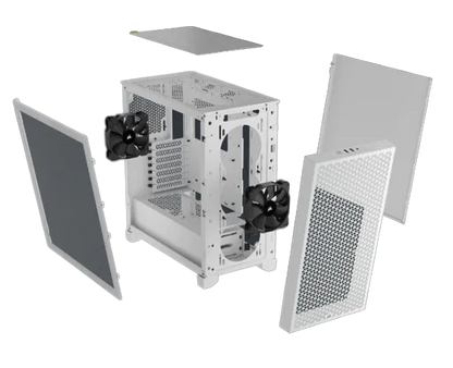 3000D AIRFLOW White Mid-Tower PC Case; 2x 3.5'' | 2x 2.5'' Drive Bays; Up to 360mm Radiator compatible; 2x 120mm fan incl