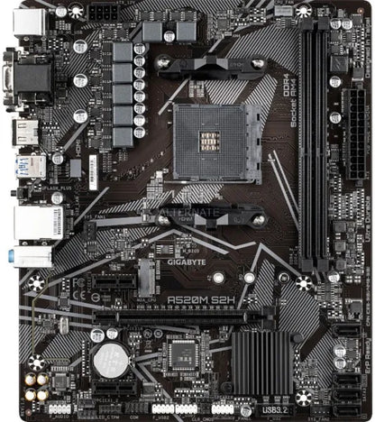 GIGABYTE Motherboard AMD A520M-S2H for 3rd/4th/5th Generation AMD Ryzen™ processors; 2x Dual DDR4; 1x M2; HDMI; DVI; VGA.