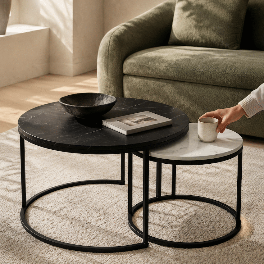 Everfurn Nile Nesting Coffee Table - Ying Yang