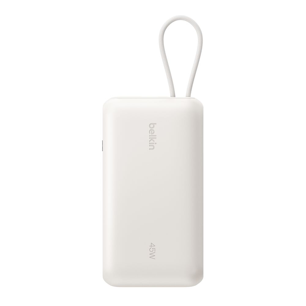 Belkin - UltraCharge 20 000 mAh 45 Watt, Battery Pack with Integrated Cable and Digital Display, Fast Charging USB-C Portable Charger for iPhone, iPad, Galaxy, Pixel, MacBook Air & More - Sand