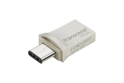 TRANSCEND 128GB JETFLASH 890 USB-C & USB 3.1 OTG FLASH DRIVE - SILVER