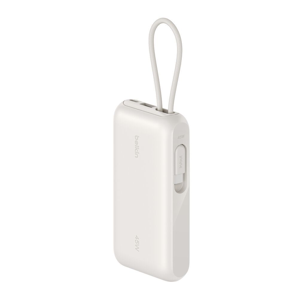 Belkin - UltraCharge Power Bank 10 000 mAh 45 Watt, Battery Pack with Integrated Cable and Digital Display - Sand