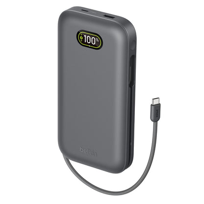 Belkin - UltraCharge Pro Power Bank 27 000 mAh with Integrated USB-C Cable 240 Watt - Charcoal