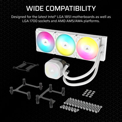 Corsair NAUTILUS 240 ARGB White; 240mm Radiator; Liquid CPU Cooler; Intel® LGA 1851/1700; AMD® AM5/AM4