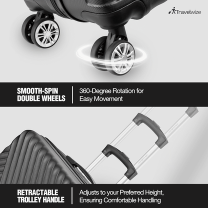 Travelwize Astra ABS 77cm 4-Wheel Spinner Luggage - Black