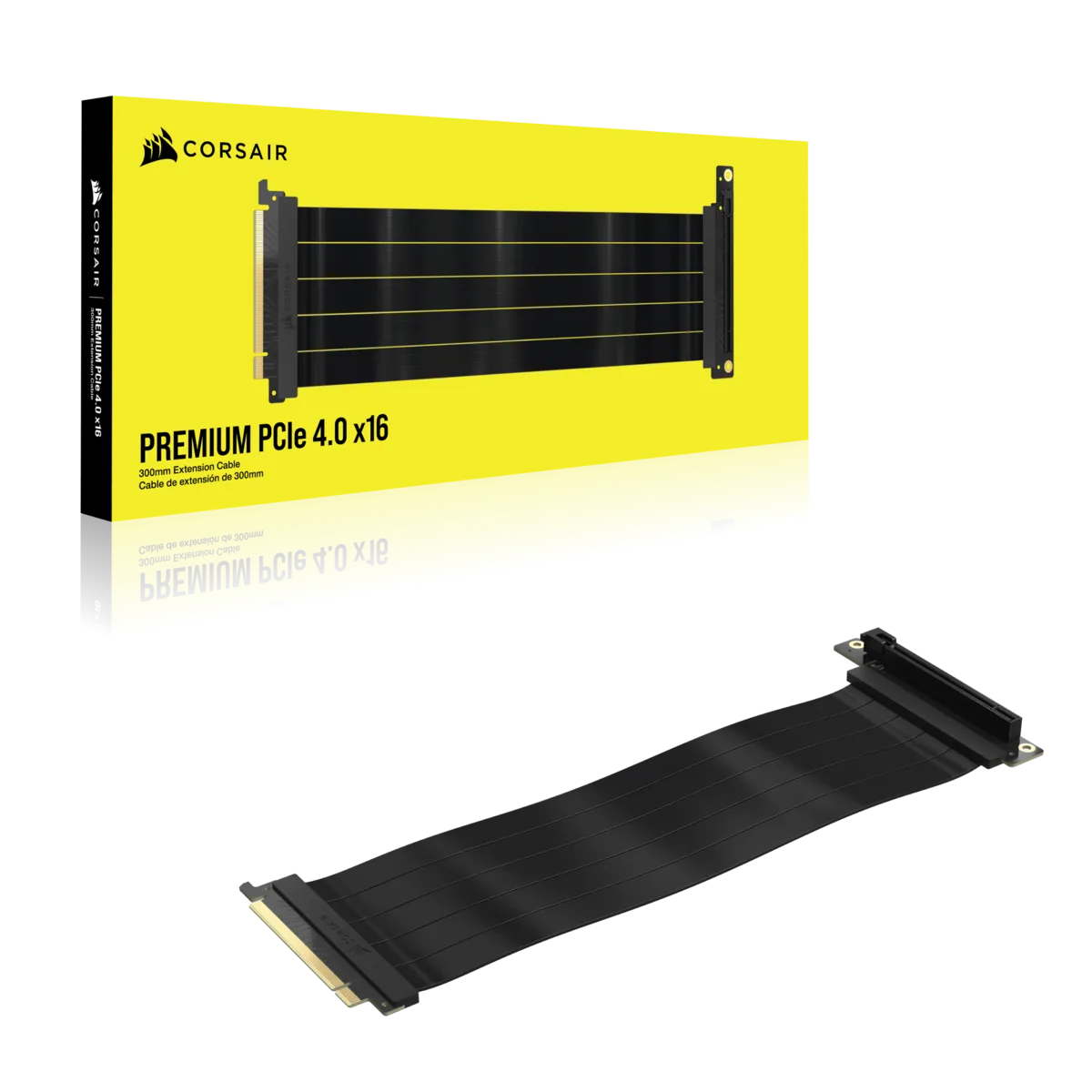 Corsair Premium PCIe 4.0 x16 Extension Cable; 300mm