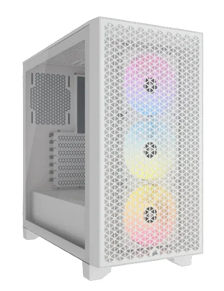 3000D RGB AIRFLOW White Mid-Tower PC Case; 2x 3.5'' | 2x 2.5'' Drive Bays; Up to 360mm Radiator compatible; 3x 120mm fan incl