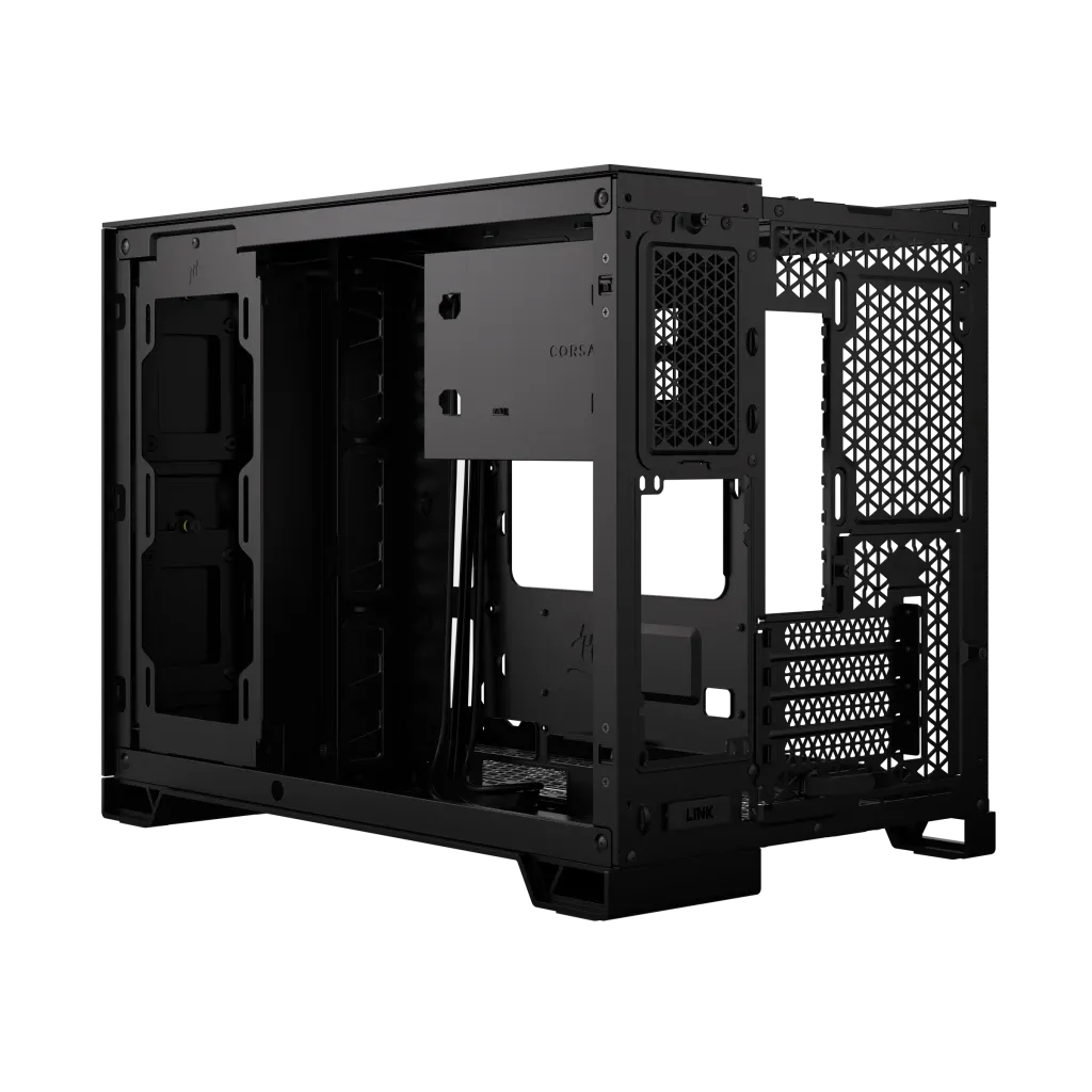 2500D Airflow Black Mid-Tower Dual Chamber PC Case; 2x 3.5'' | 2x 2.5'' Drive Bays; Up to 360mm Radiator compatible