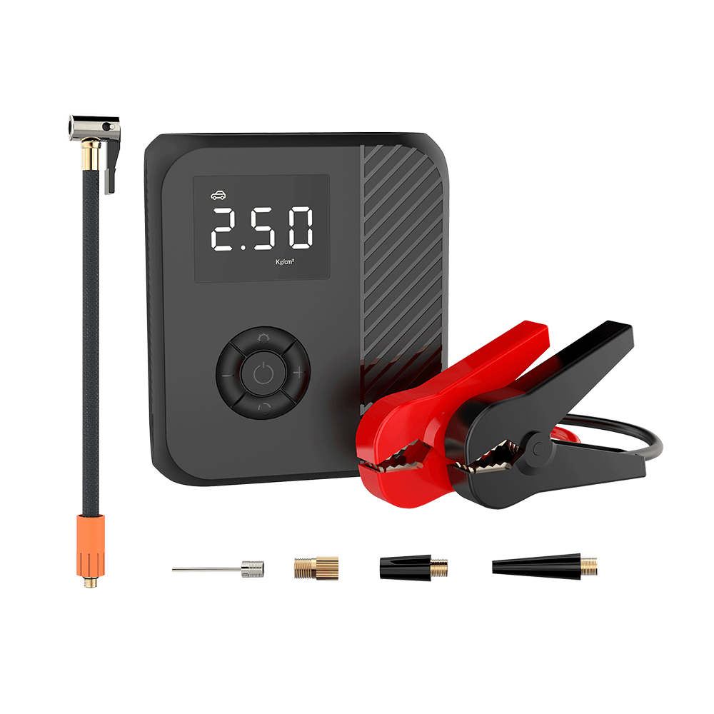 Rizzen HZ010 jump starter & air pump, 12000mAh, car starter, air inflator 150PSI(MAX),input 5V3A, output QC3.0 18W, powerbank, emergency light