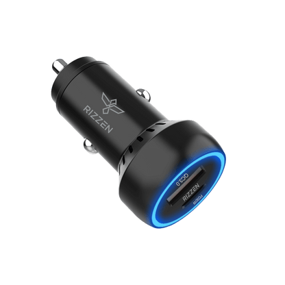 Rizzen 48W Rapid Vehicle Charger - Output: USB-A QC18W, USB Type-C PD 30W