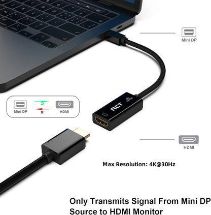 RCT Mini DisplayPort to HDMI 4K Adapter (Male to Female) | Ultra HD 4K Converter