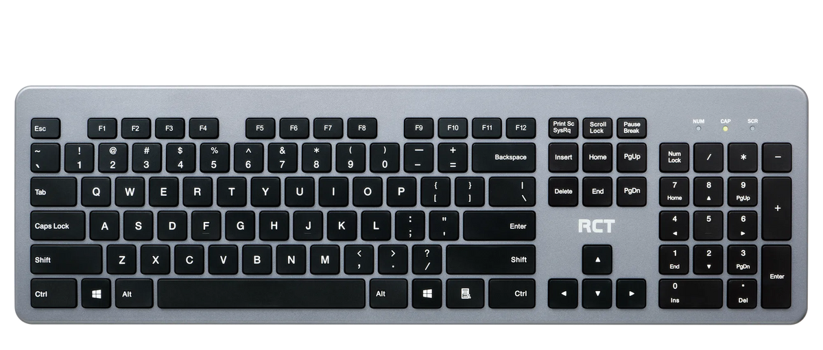 RCT Wireless Keyboard and Mouse Combo | Slimline 104-Key Scissor-Switch Keyboard & 1200 DPI Optical Wireless Mouse