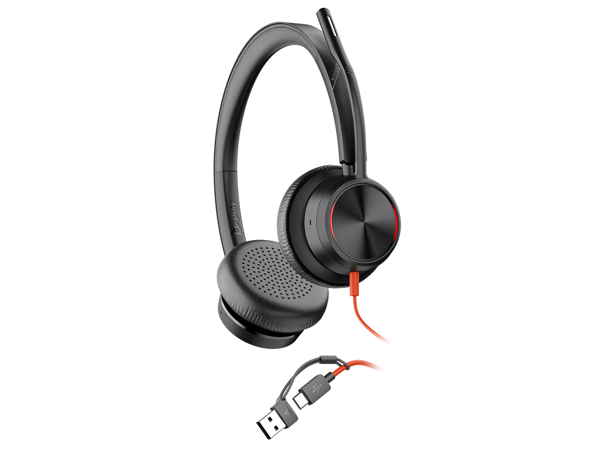 Poly Blackwire 8225 Stereo USB-C Headset +USB-C/A Adapter