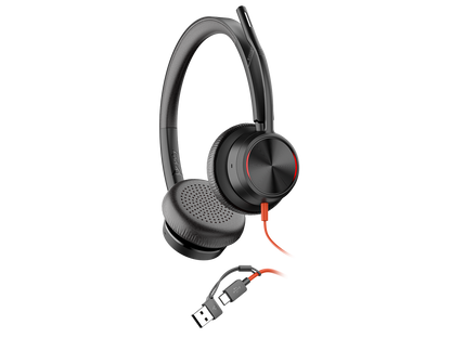Poly Blackwire 8225 Stereo USB-C Headset +USB-C/A Adapter