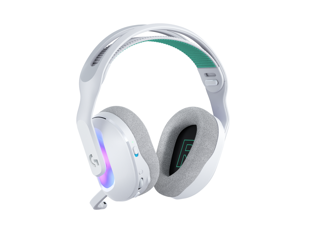 Wireless Gaming Headset with LIGHTSYNC RGB | 2.4GHZ Detachable Mic - White|USB-A LIGHTSPEED Wireless Receiver | Wired USB-A US
