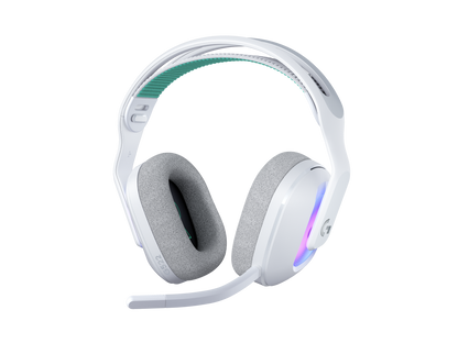 Wireless Gaming Headset with LIGHTSYNC RGB | 2.4GHZ Detachable Mic - White|USB-A LIGHTSPEED Wireless Receiver | Wired USB-A US