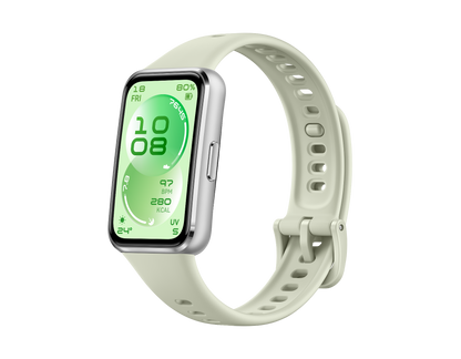 1.62 AMOLED colour Screen/ 286x482 pixels/ PPI 347/ Green Fluoroelastomer Strap/ length:130mm-210mm/ 5 ATM/ NO GPS/ 2.4GHz BT6.0 and BLE.5V/1A/ 55020GUL