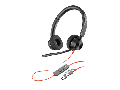 Poly Blackwire 3320 Stereo Microsoft Teams Certified USB-C Headset +USB-C/A Adapter