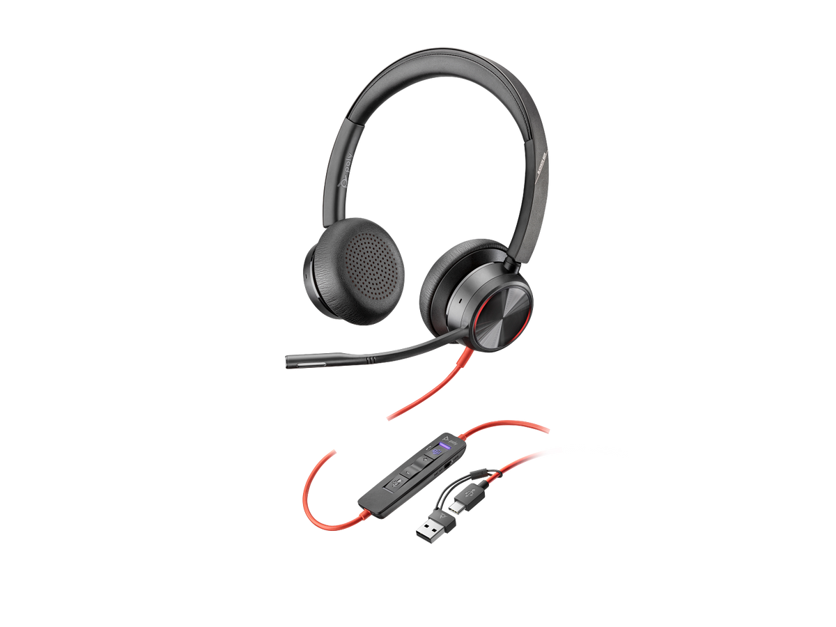 Poly Blackwire 8225 Stereo Microsoft Teams Certified USB-C Headset +USB-C/A Adapter