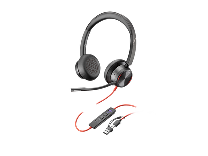 Poly Blackwire 8225 Stereo Microsoft Teams Certified USB-C Headset +USB-C/A Adapter