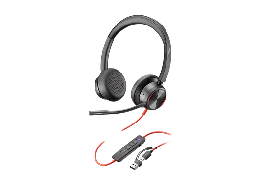 Poly Blackwire 8225 Stereo Microsoft Teams Certified USB-C Headset +USB-C/A Adapter