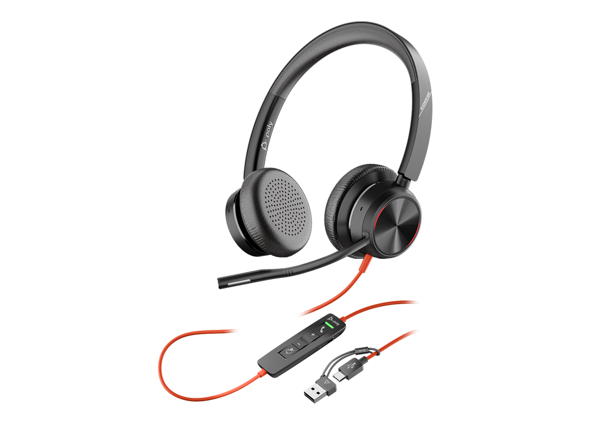 Poly Blackwire 8225 Stereo Microsoft Teams Certified USB-C Headset +USB-C/A Adapter