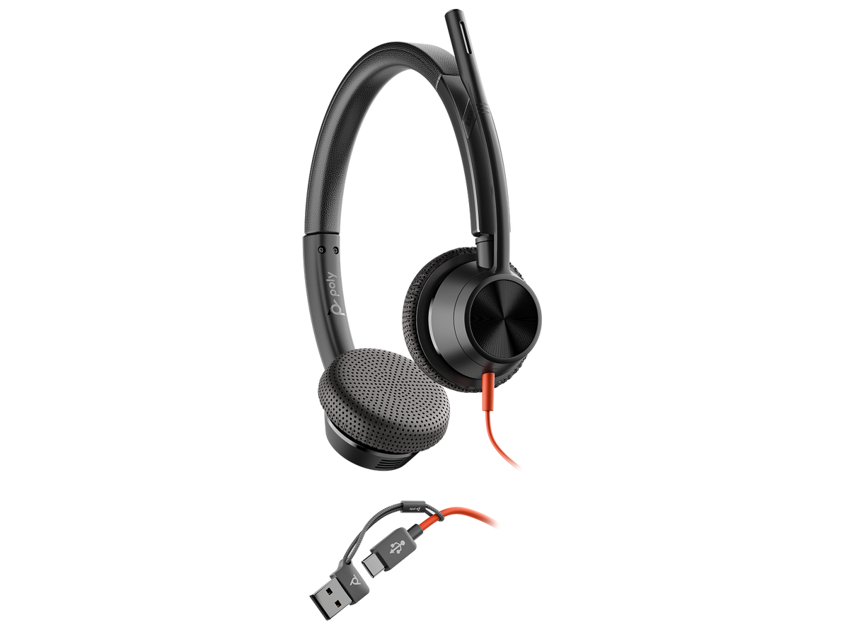 Poly Blackwire 3325 Stereo USB-C Headset +3.5mm Plug +USB-C/A Adapter